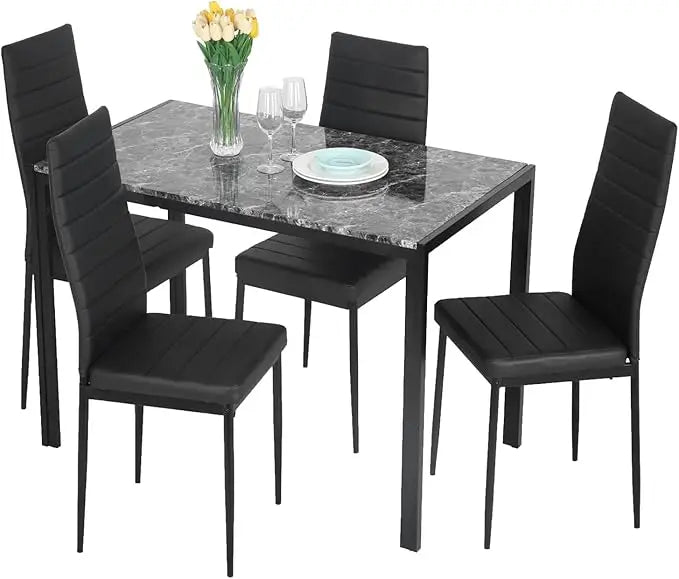 Dining Table Set Glass Dining Room Table Set for Small Spaces Kitchen Table and Chairs for 4Table with Chairs Home Furniture