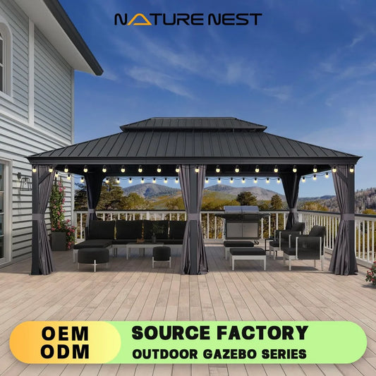 Sunshade Canopy14' X 20' Awning Patio Gazebo Garden  Courtyard Solar Shed Bbq Grill Modern Balcony Terrace Four Corner Pavilion