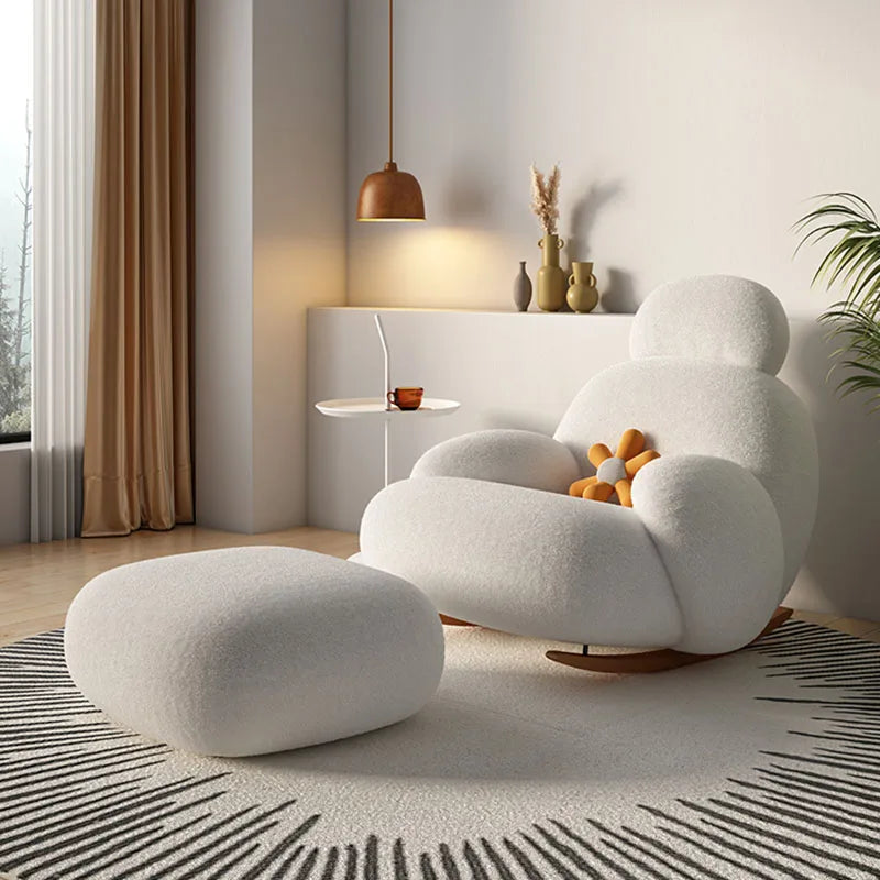 Chaise de salon blanche moelleuse moderne mignonne chaise de salon ergonomique au sol fauteuil inclinable meuble salon meubles de maison