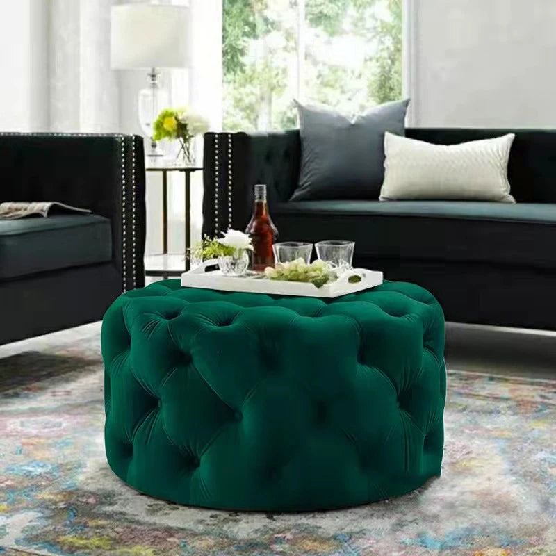 Pouf rond en velours de luxe pour salon, chambre à coucher, meuble de sol moderne, magasin de vêtements, tabouret à langer doux B