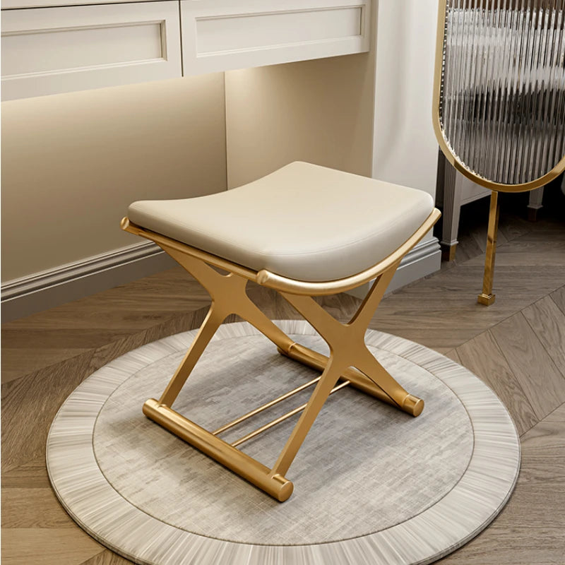 Tabouret de coiffeuse INS Banc à chaussures d'entrée Métal luxe Sac souple repose-pieds petit Chaise de maquillage design décor ottoman Meubles