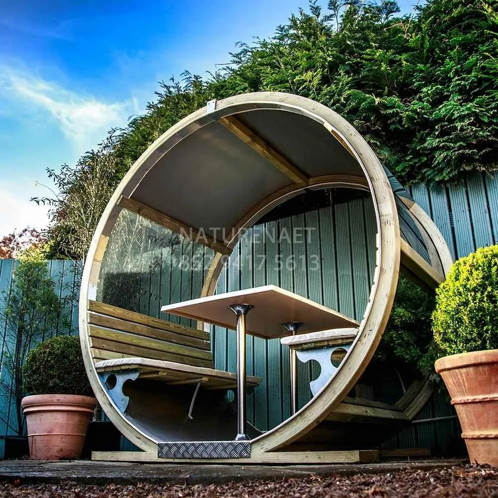 Summerhouse Garden Pod Scotlands Premier Rotating Lounger Waterproof Log Cabin shater capsule hotel restaurant Oval House Garden