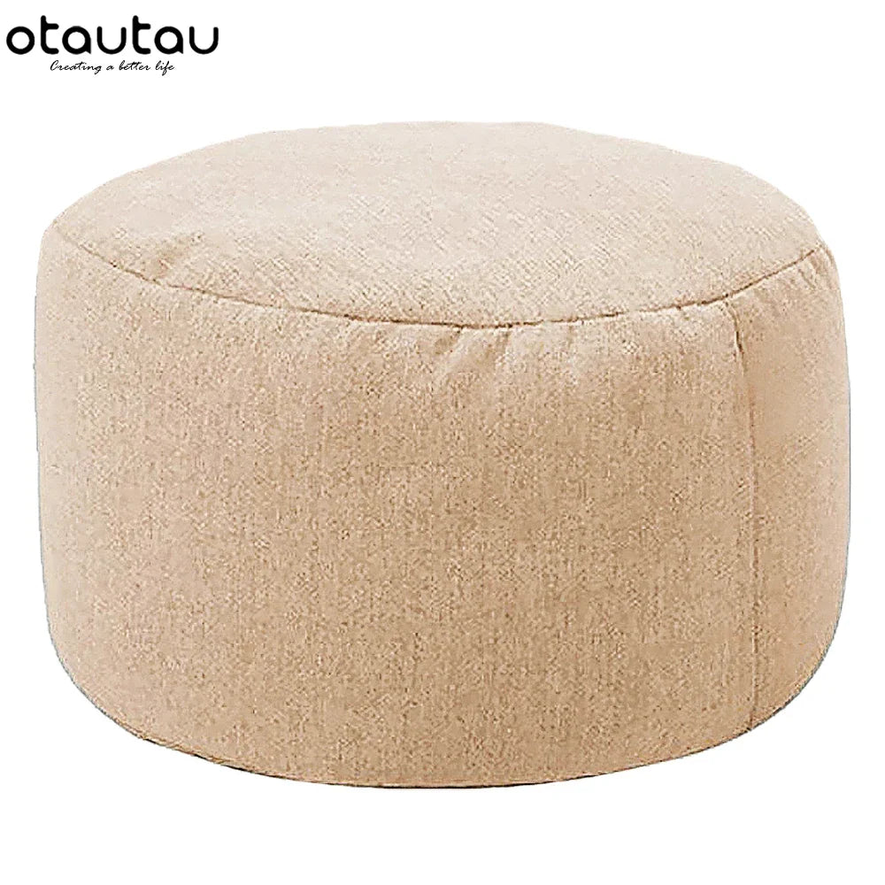 Pouf en lin OTAUTAU avec rembourrage Pouf Pouf Ottoman Repose-pieds Tatami Tabouret rond Futon Pouf Meubles de salon de détente