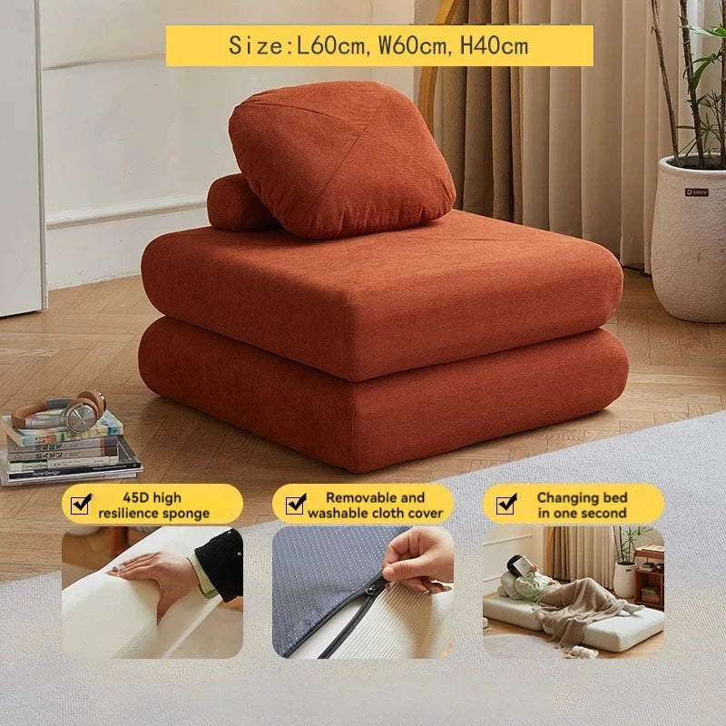 Single Person Sofa Tofu Cubes Home Furniture Living Room Sofa Bed Dual-use Tatami Minimalist Sofa muebles de la sala Apartment