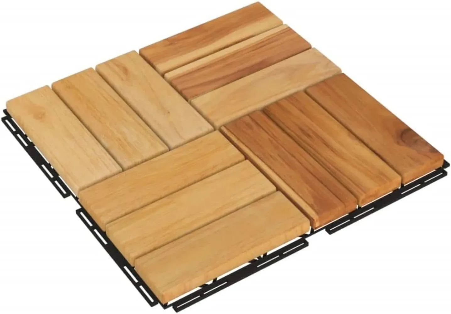 Wooden Interlocking Decking Tiles, Patio Flooring Outdoor Waterproof Floor Tiles Set, Patio Decor Flooring Tiles, 11.8"x11.8"