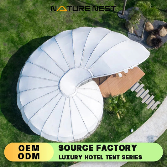 Snail Shape Tents Hotel Luxury Glamping Pvdf Tensile Tipi Membrane Structure Architecture Conch Seashell Cottage Camping House