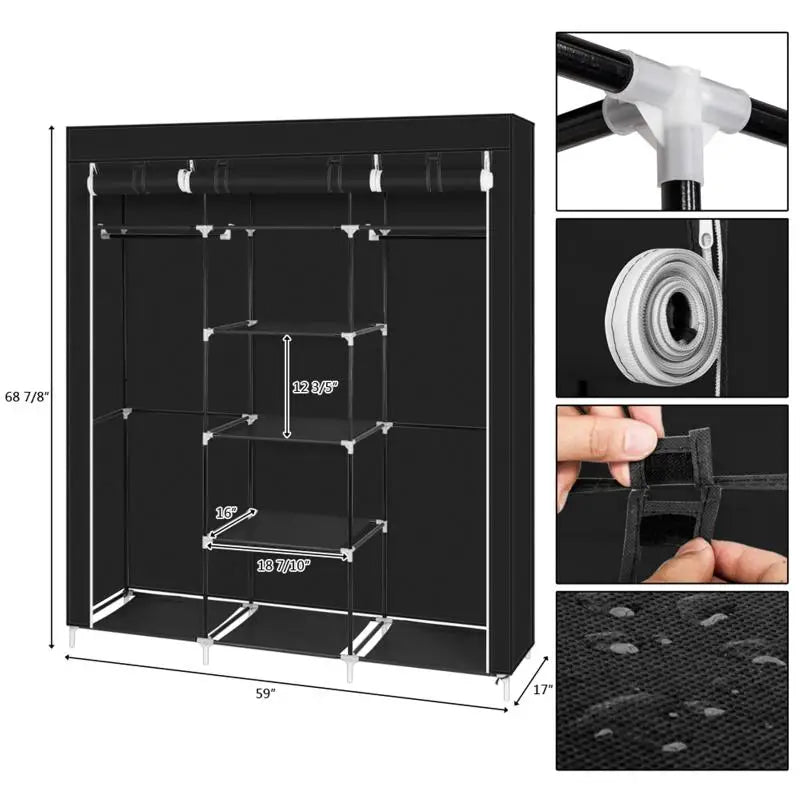 Armoire de rangement portable anti-poussière et étanche, étagère de rangement pour vêtements en tissu non tissé, meubles de chambre à coucher