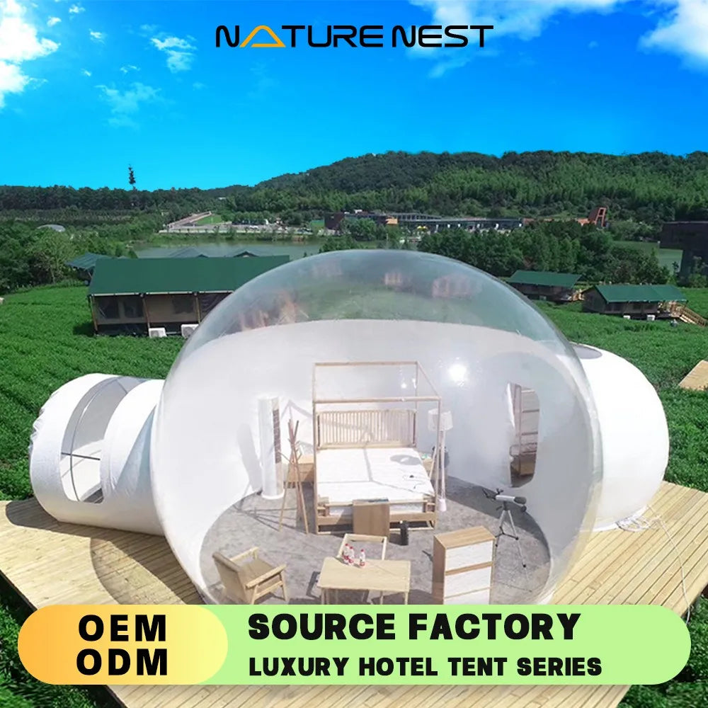 Tente dôme de glamping à bulles transparente gonflable extérieure pour pique-nique, hôtel igloo, tente à bulles transparente gonflable