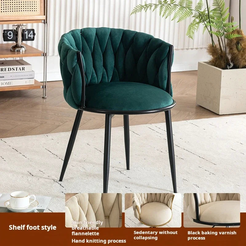 Velvet Nordic Armchair Dining Chair Living Room Relaxing Cafe Chair Luxury Design Vanity Stool Fauteuils De Salon Furniture