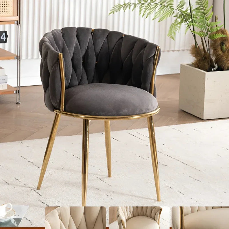 Velvet Nordic Armchair Dining Chair Living Room Relaxing Cafe Chair Luxury Design Vanity Stool Fauteuils De Salon Furniture