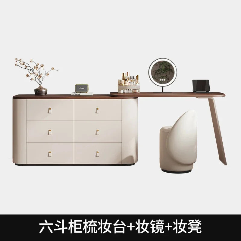 Design Vanity Dressing Table Mirror Nordic Storage Drawer Dresser Wood Chair Multifonctional Comoda Pra Quarto Bedroom Furniture