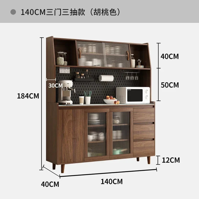 Armoires de cuisine Buffet en bois massif Table console Salon Vitrine Alacena Meubles de bar à café Salle à manger, Marron