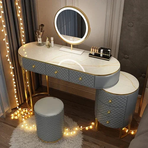 White Women Makeup Vanity Table Drawer Mirror Dresser Stand Makeup Table Storage Cabinet Coiffeuse Miroir Home Furniture