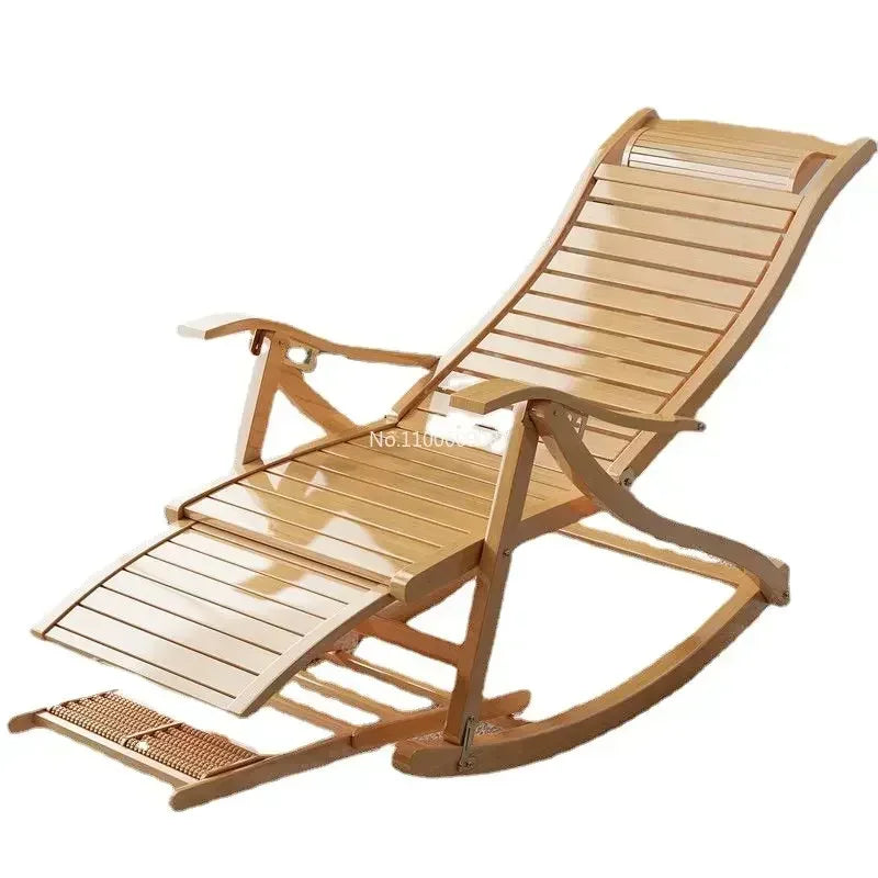 Relaxing Recliner Leisure Home Bamboo Rocking Chair Adult Balcony Relax Armrest Folding Bed Living Room Sedie Home Furniture