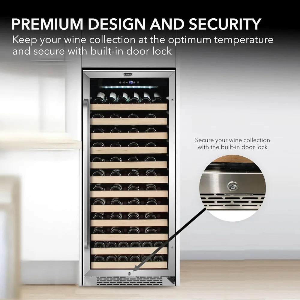 Built-in or Freestanding Stainless Steel Compressor Large Capacity Wine Refrigerator Rack for Open LED Display