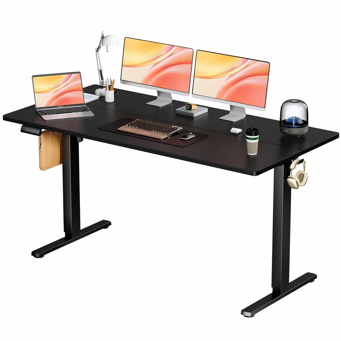 Bureau électrique JHK réglable en hauteur 63 x 24 pouces Station de travail ergonomique pour ordinateur debout et assis Table de travail ergonomique pour bureau à domicile