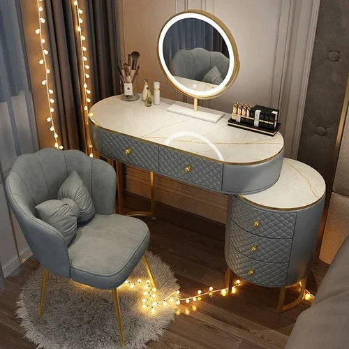 White Women Makeup Vanity Table Drawer Mirror Dresser Stand Makeup Table Storage Cabinet Coiffeuse Miroir Home Furniture