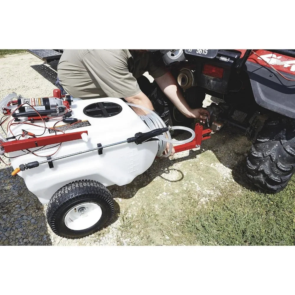 Tow-Behind Trailer Boom Broadcast and Spot Sprayer - 21-Gallon Capacity, 2.2 GPM, 12 Volt DC  spray bottle