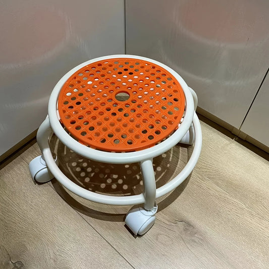 1 piece of circular stool, rotating and silent, circular rolling stool, household lazy stool with wheels, household furniture