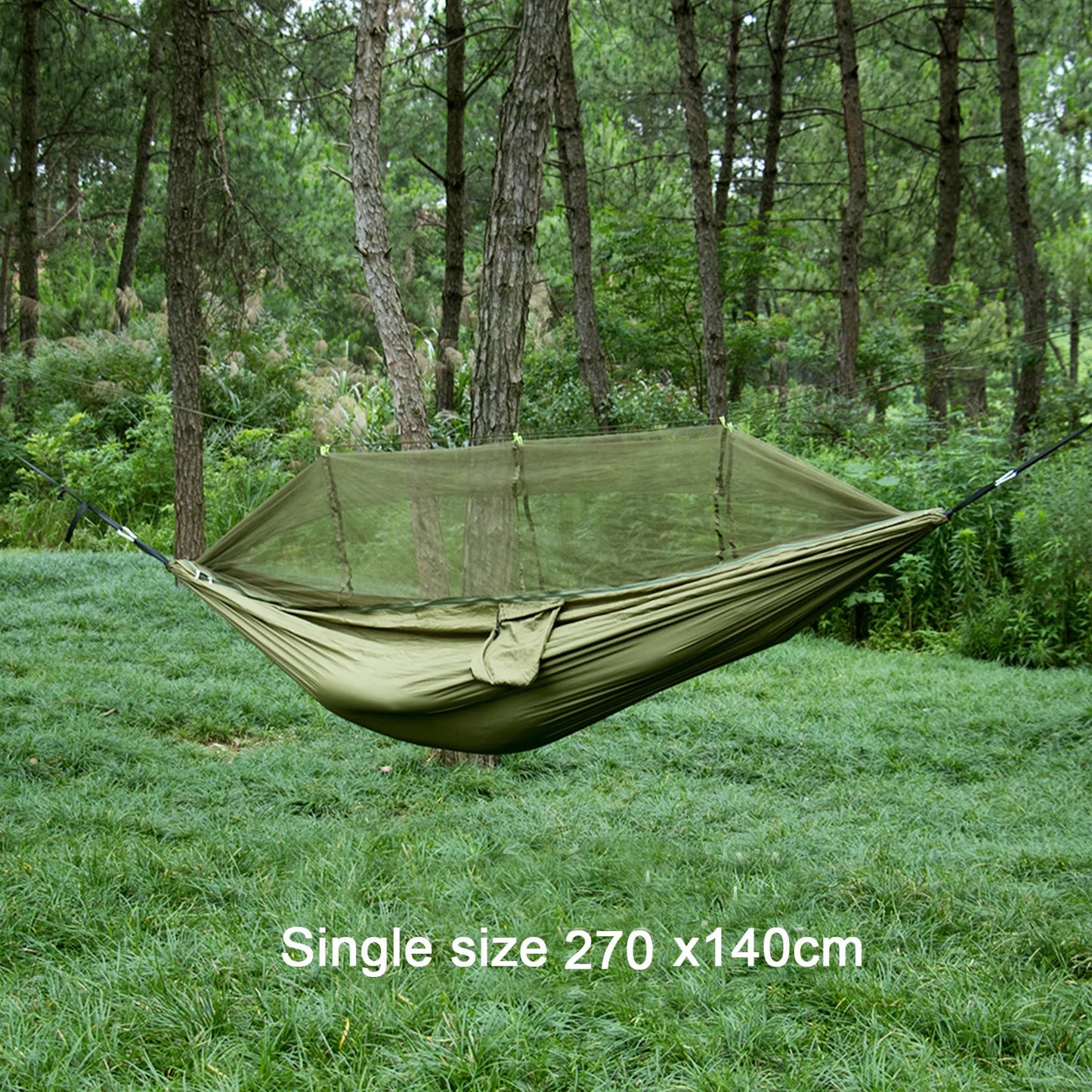 Single and Double Size Nylon Fabric Portable Travel Outdoor Camping Hanging Sleeping  Hammock with Mosquito Net