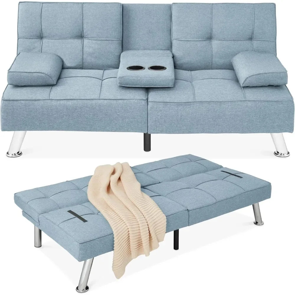 Sleeper Sofa Linen Modern Folding Futon, Reclining Sofa Bed for Apartment, Dorm W/Removable Armrests  Sofa Rozkładana  Sofas