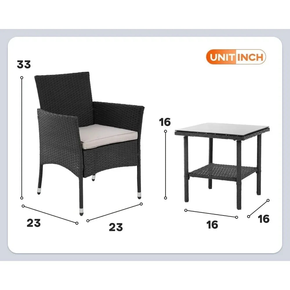 Ensemble de meubles de patio Meubles d'extérieur Chaise de bistrot en osier et rotin Ensembles de conversation avec table basse pour cour arrière