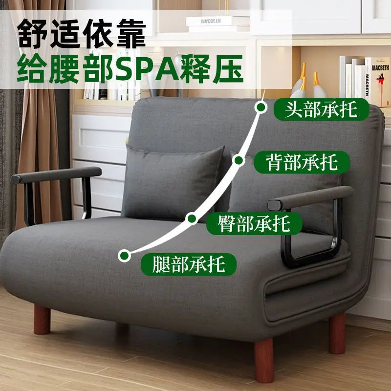 Sofa Bed with Backrest Foldable Lazy Cushion 3 in 1 Comfortable Floor Seat with Two Pillows for Hotel Office Home Living Room