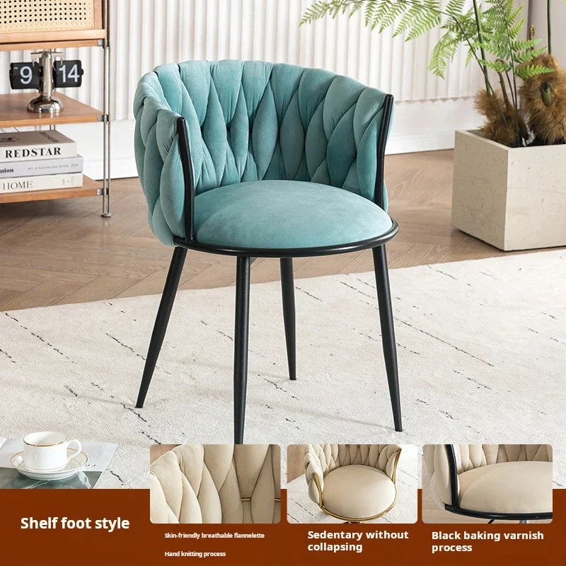 Velvet Nordic Armchair Dining Chair Living Room Relaxing Cafe Chair Luxury Design Vanity Stool Fauteuils De Salon Furniture