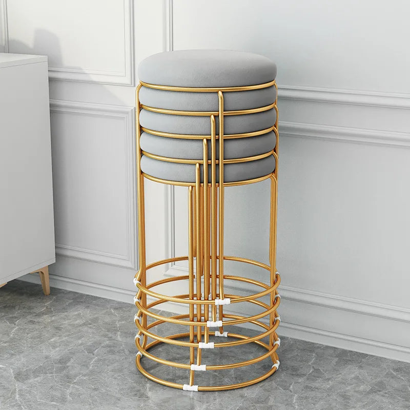 Silla de comedor de terciopelo para bar, taburete de cocina, salón, silla redonda nórdica dorada para hotel, cocina, exterior, sillas de metal, muebles para el hogar