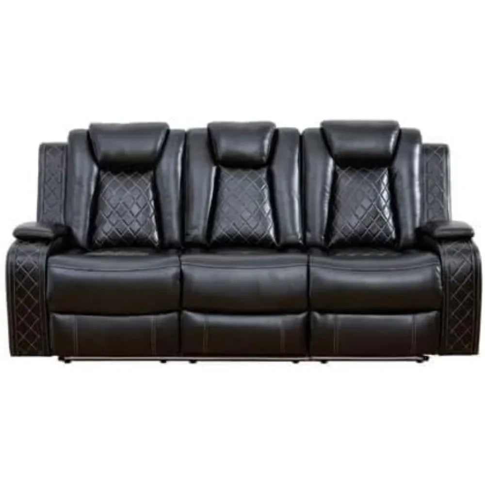 recliner，Multifunction Power Air Leather Recliner Sofa Set with LED Lights, Living Room Furniture, Reclining Sofa, loveseat,