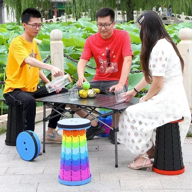 Tabouret pliant robuste et télescopique avec capacité de charge de 400 lb, tabouret rétractable portable pour le camping et la pêche