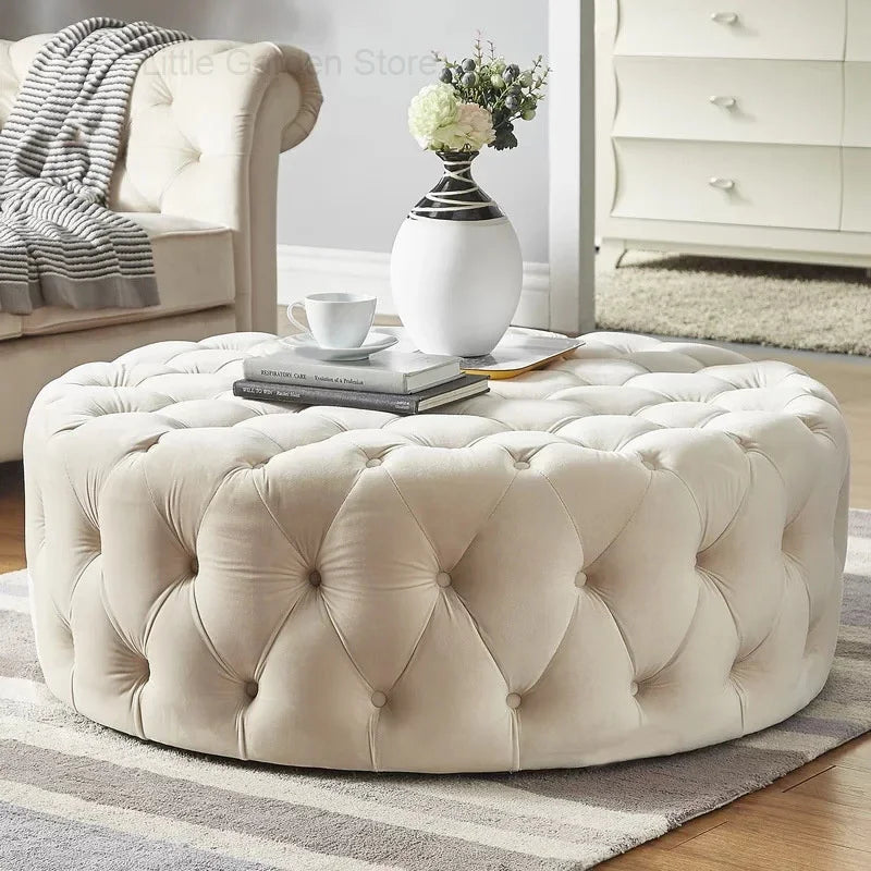 Pouf rond en velours de luxe pour salon, chambre à coucher, meuble de sol moderne, magasin de vêtements, tabouret à langer doux B