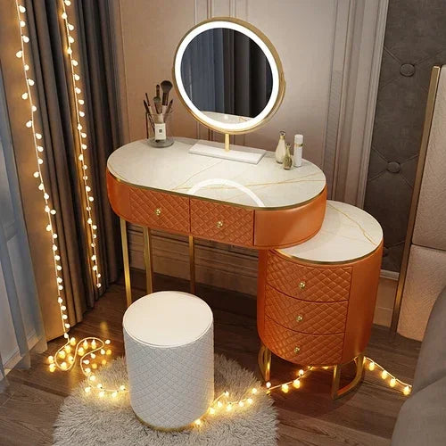 White Women Makeup Vanity Table Drawer Mirror Dresser Stand Makeup Table Storage Cabinet Coiffeuse Miroir Home Furniture