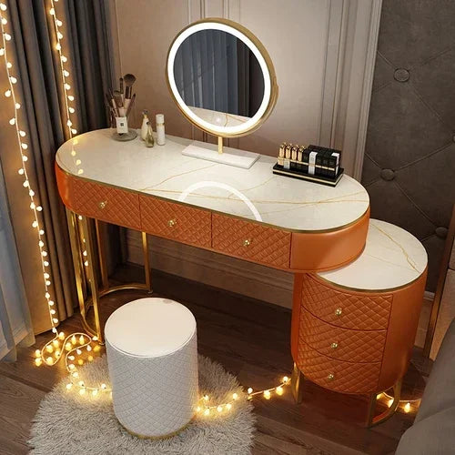 White Women Makeup Vanity Table Drawer Mirror Dresser Stand Makeup Table Storage Cabinet Coiffeuse Miroir Home Furniture