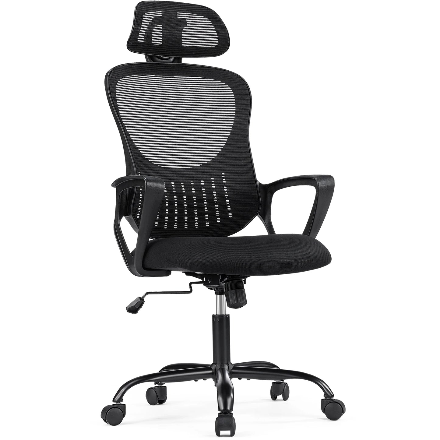 JHK Chaise de jeu à bascule ergonomique en maille avec accoudoirs fixes et appui-tête réglables pour salon, support lombaire confortable pour la maison