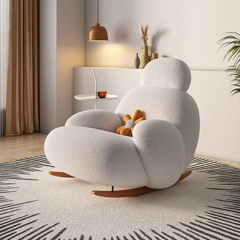 Chaise de salon blanche moelleuse moderne mignonne chaise de salon ergonomique au sol fauteuil inclinable meuble salon meubles de maison