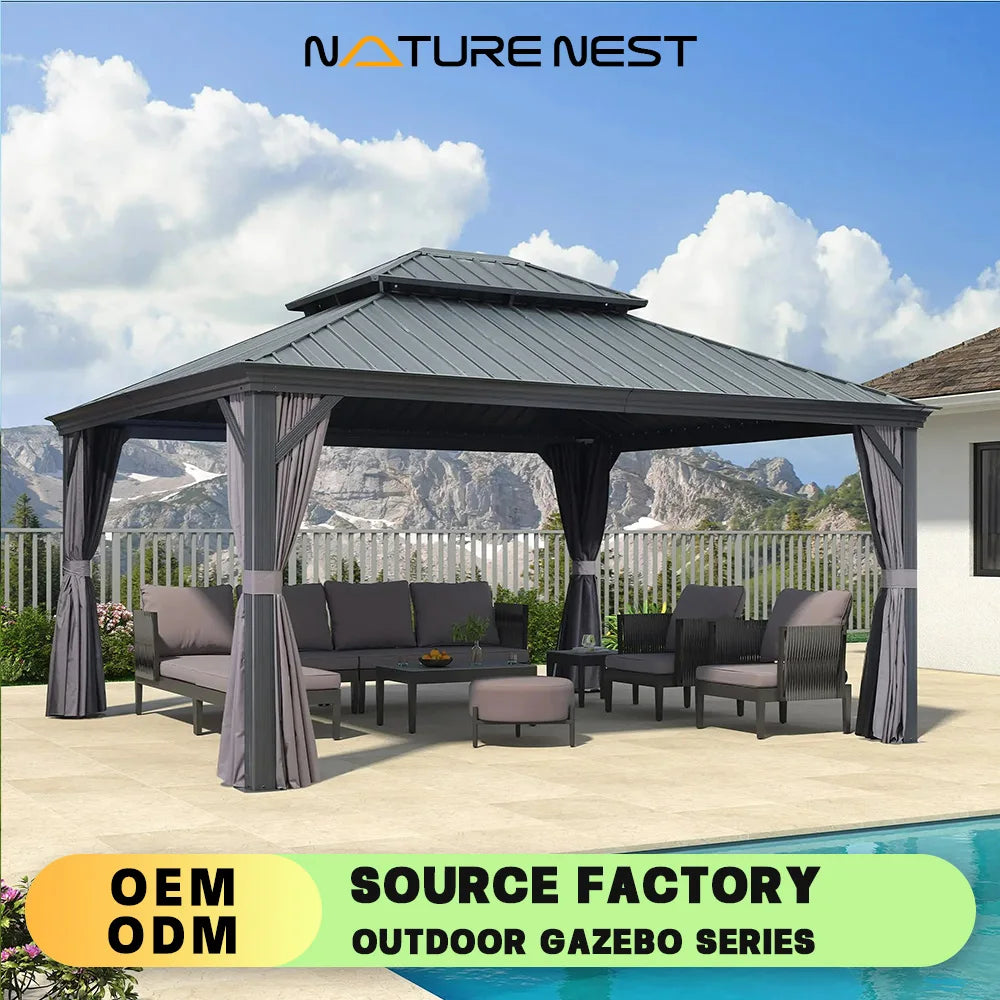 Pergola Balcon Auvent extérieur 13' X 15' Auvent Maison Patio Arrière-cour Terrasse Pelouse Serre Ferme Loisirs Cour Jardin