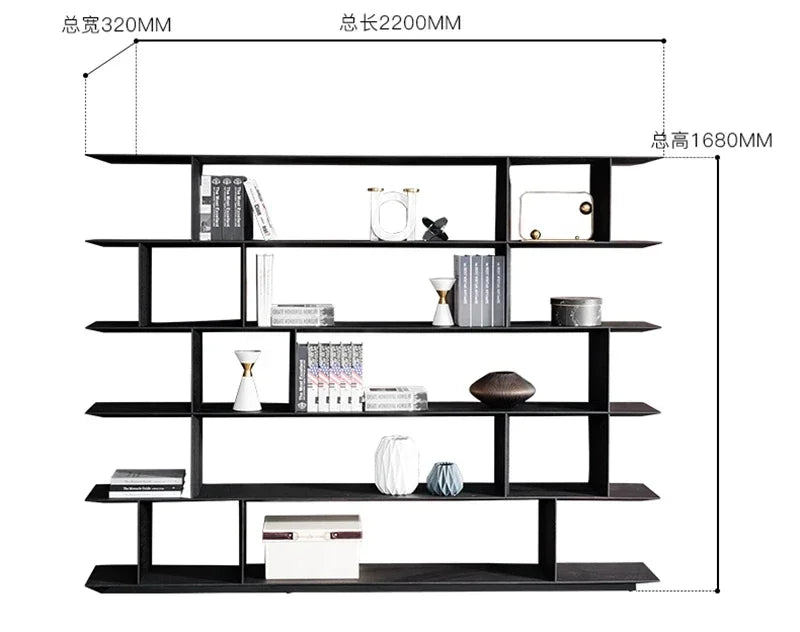 Italian Minimalist Bookcase Bookshelf Modern Nordic Bookcase Simple and Light Luxury Floor Shelf Living Room Study Furniture