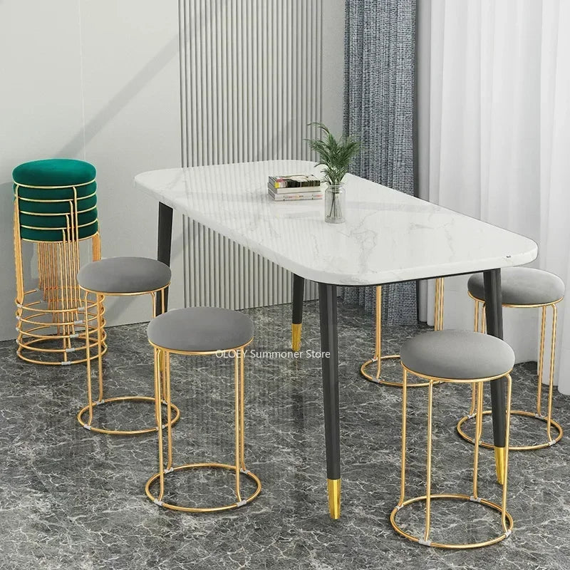 Scandinavian Velvet Bar Chair Kitchen Lounge Salon Table Hotel Round Stool Chair Bathroom Outdoor Style Cadeira Furniture OA50DC