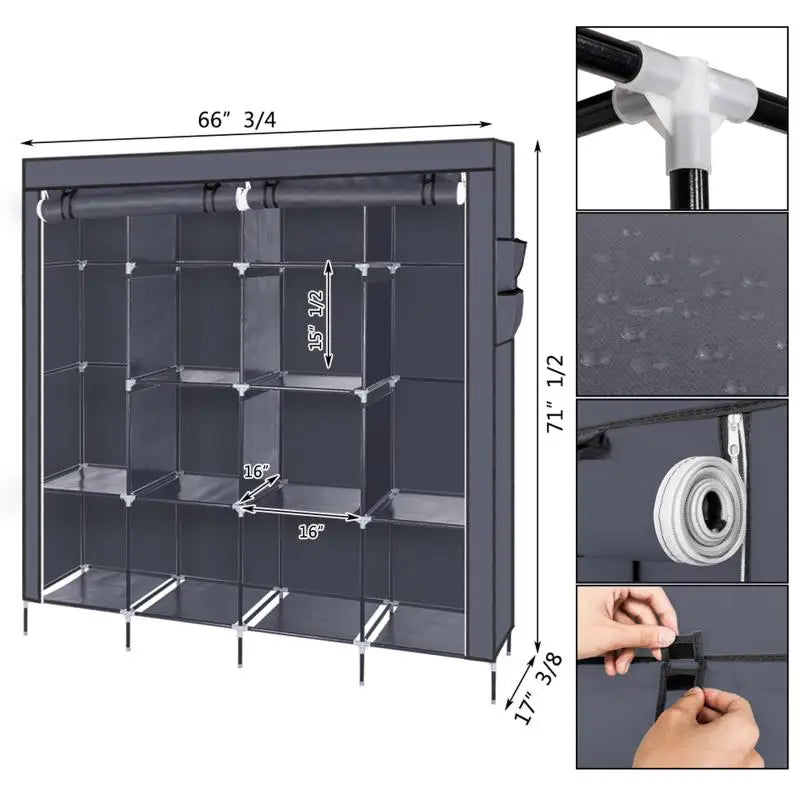 Armoire de rangement portable anti-poussière et étanche, étagère de rangement pour vêtements en tissu non tissé, meubles de chambre à coucher