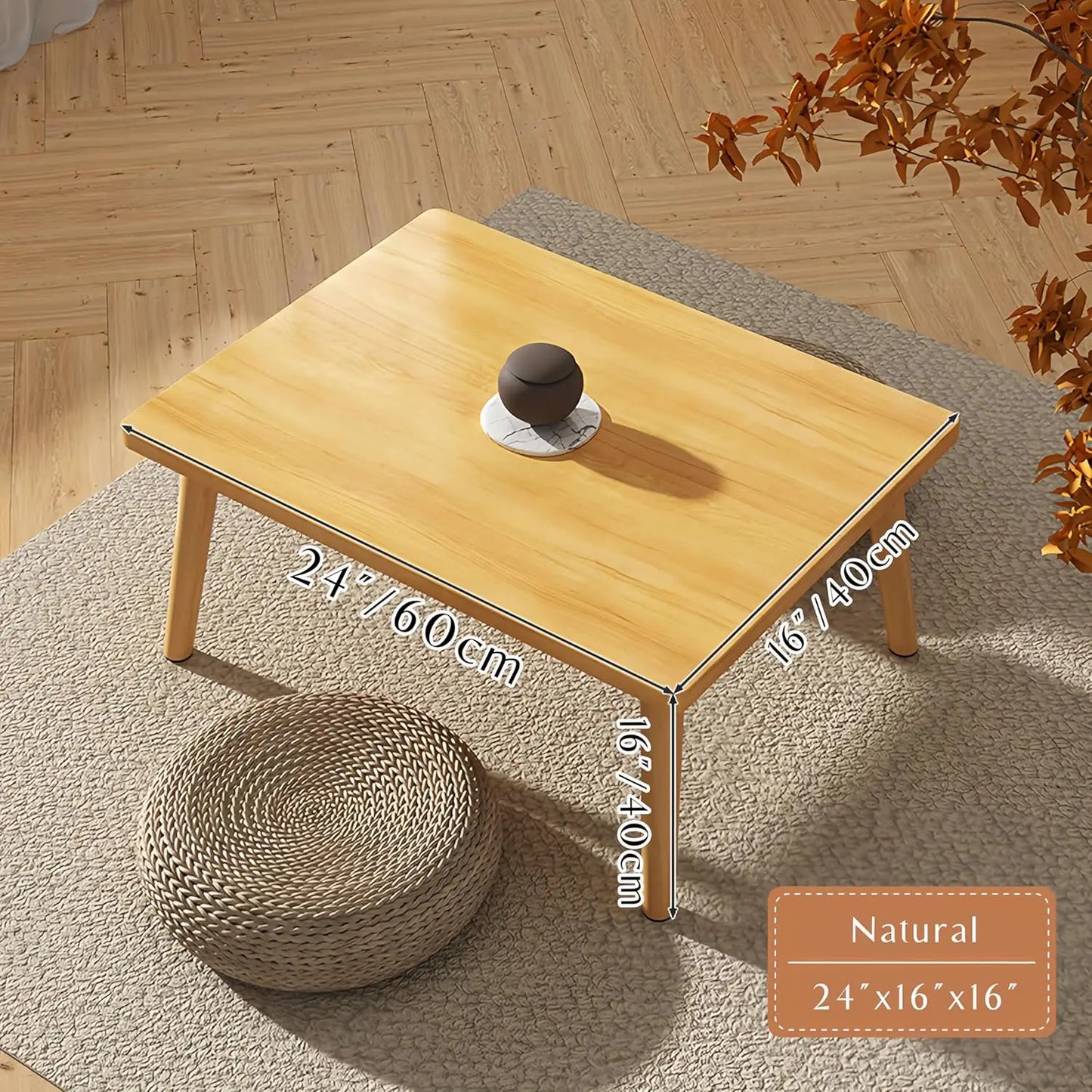 Comfort corner Small Coffee Table Low Table Solid Wood Table Desk for Sitting on The Floor, Storage and Living Room Furniture