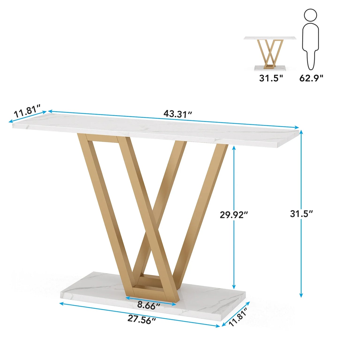 Tribesigns 43 Inch Console Table Industrial Entryway Hallway Table  Living Room Furniture