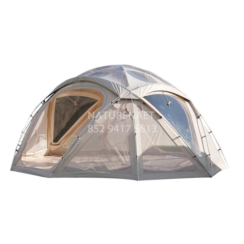 Spherical Tent Circular Tent Hiking Double Layers Camping Park Picnic Beach Awning BBQ thickened rain proof hexagonal tent