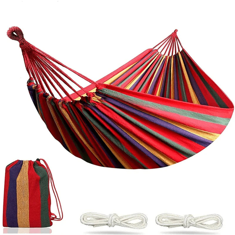 Single Wide Thick Canvas Hammock Outdoor Camping Backpackaging Leisure Swing Portable Hanging Bed Sleeping Swing Hammock