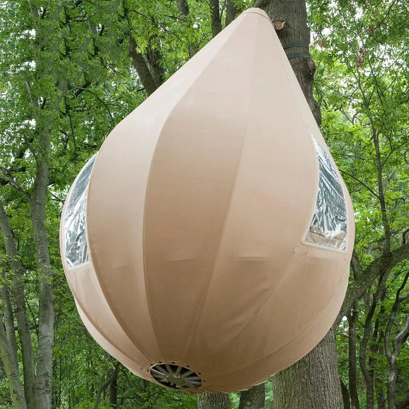 Casa colgante en el árbol con forma de aguacate verde Tiendas de campaña con forma de gota de lluvia Cuchillo grueso Raspador de tela Ecocápsula con forma de lágrima Casa pequeña con forma de huevo