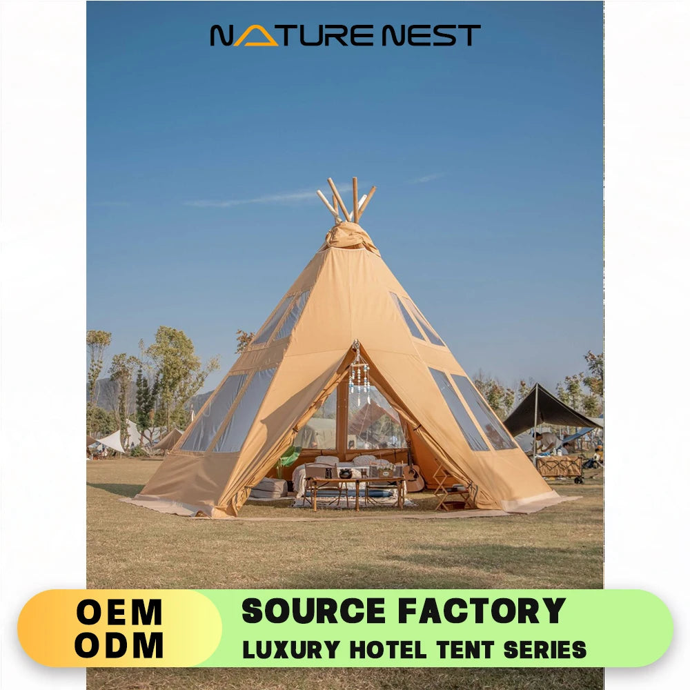 Wooden frame Indian Tent Rainproof Tipi Safari Tent High-quality  Waterproof Glamping Living Resort Luxury Outdoor Camping