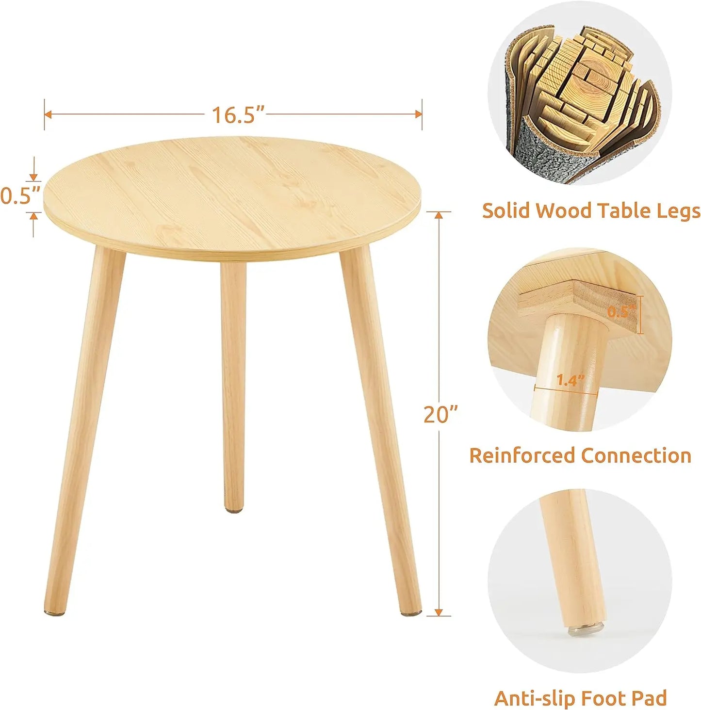 Small Round End Table Removable Mini Desk Wooden Coffee Side Table Living Room Furniture Sofa Bedside Round Table Bedroom Home