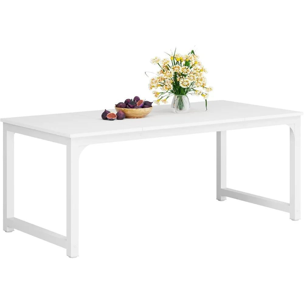 Dining Table for 4-6 People,70.9 Inch Dining Table Rectangular Kitchen Furniture  White Dinner Table for Home Kitchen Furniture