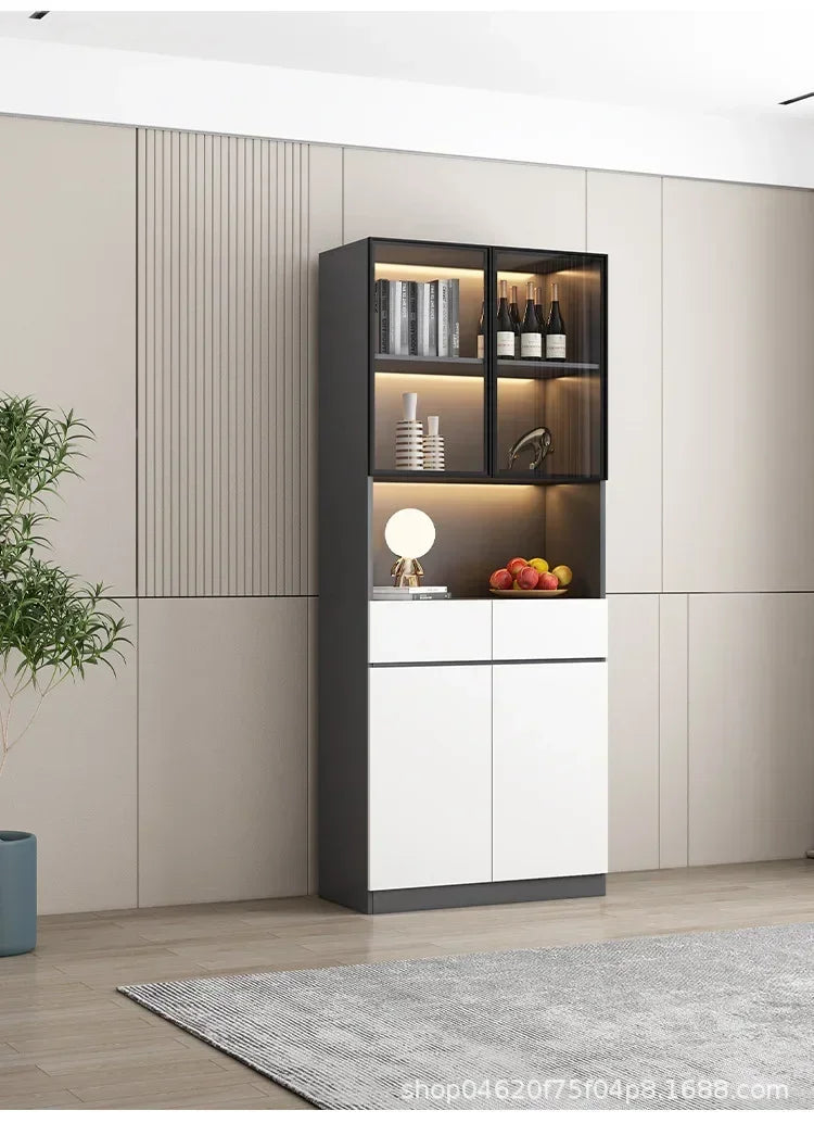 Grande armoire de cuisine, buffet, armoire de rangement de cuisine moderne, bar à vin, bar à café, armoire avec support à micro-ondes, îlots de buffet