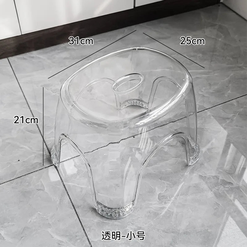 Acrylic Bathroom Shower Non-slip Stool Transparent Small Low Stool for Kids Home Living Room Bathroom Simple Modern Furniture